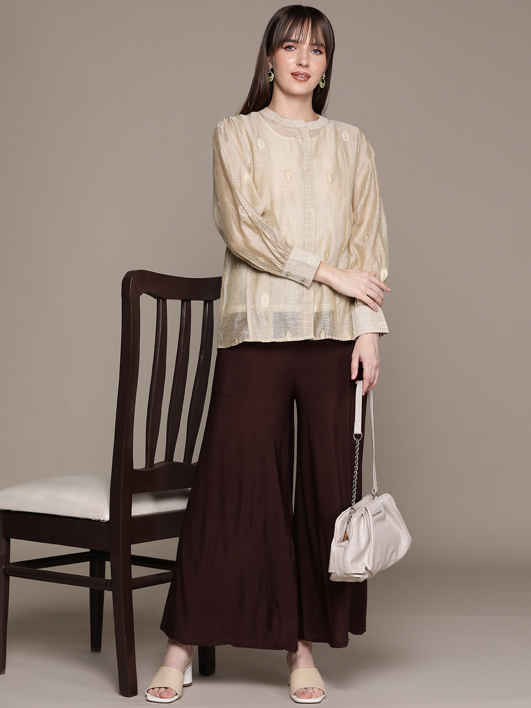 

Ritu Kumar Women Relaxed Opaque Jacquard Casual Shirt, Beige