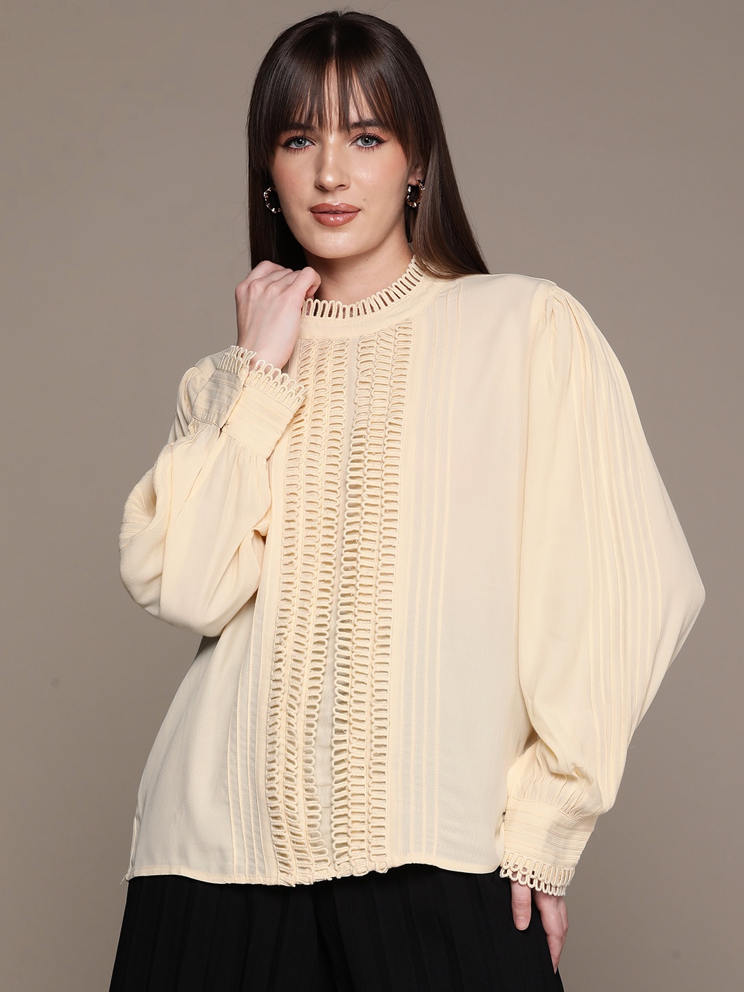 

Ritu Kumar Puff Sleeve Crepe Top, Off white