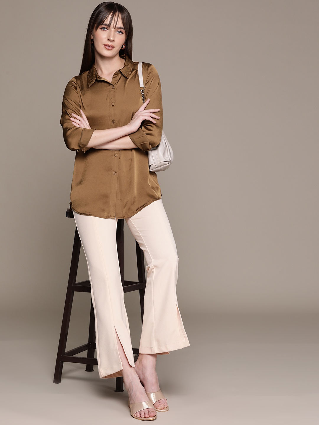 

Ritu Kumar Women Solid Relaxed Opaque Casual Shirt, Brown