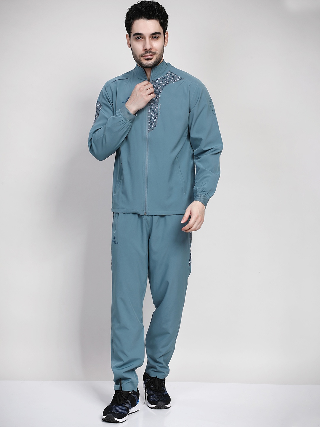 

SPORT SUN Abstract Printed Mid-Rise Sweatshirt With Track Pant, Blue