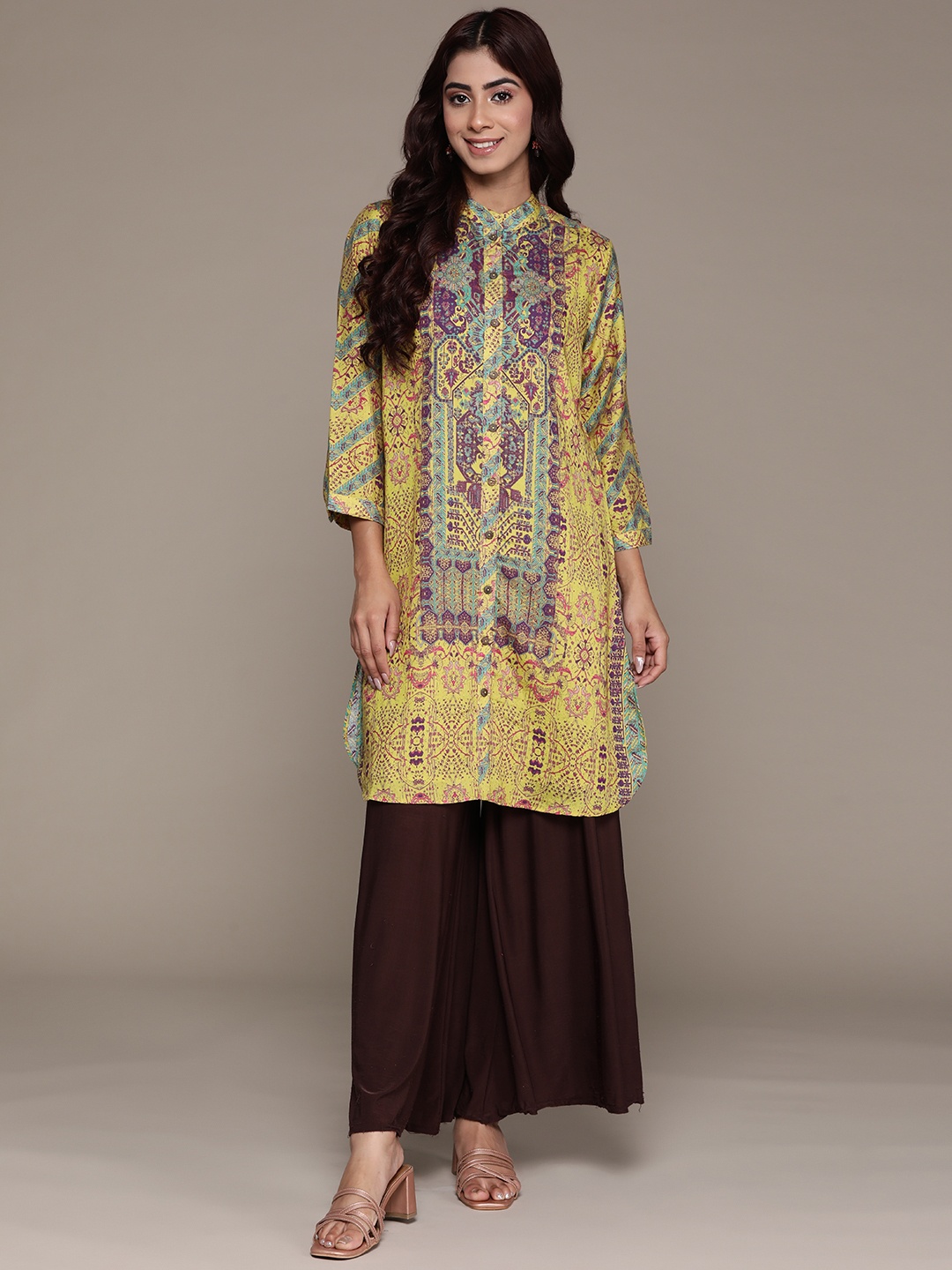 

aarke Ritu Kumar Women Ethnic Motifs Printed Kurta, Yellow