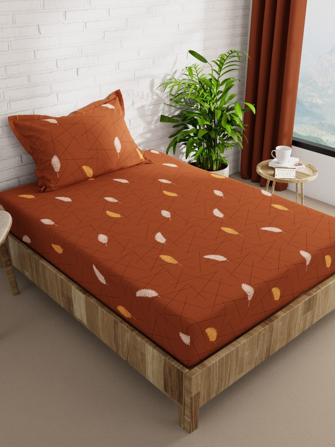 

BIANCA Snuz Brown Floral Microfiber 152 TC Single Bedsheet with 1 Pillow Cover