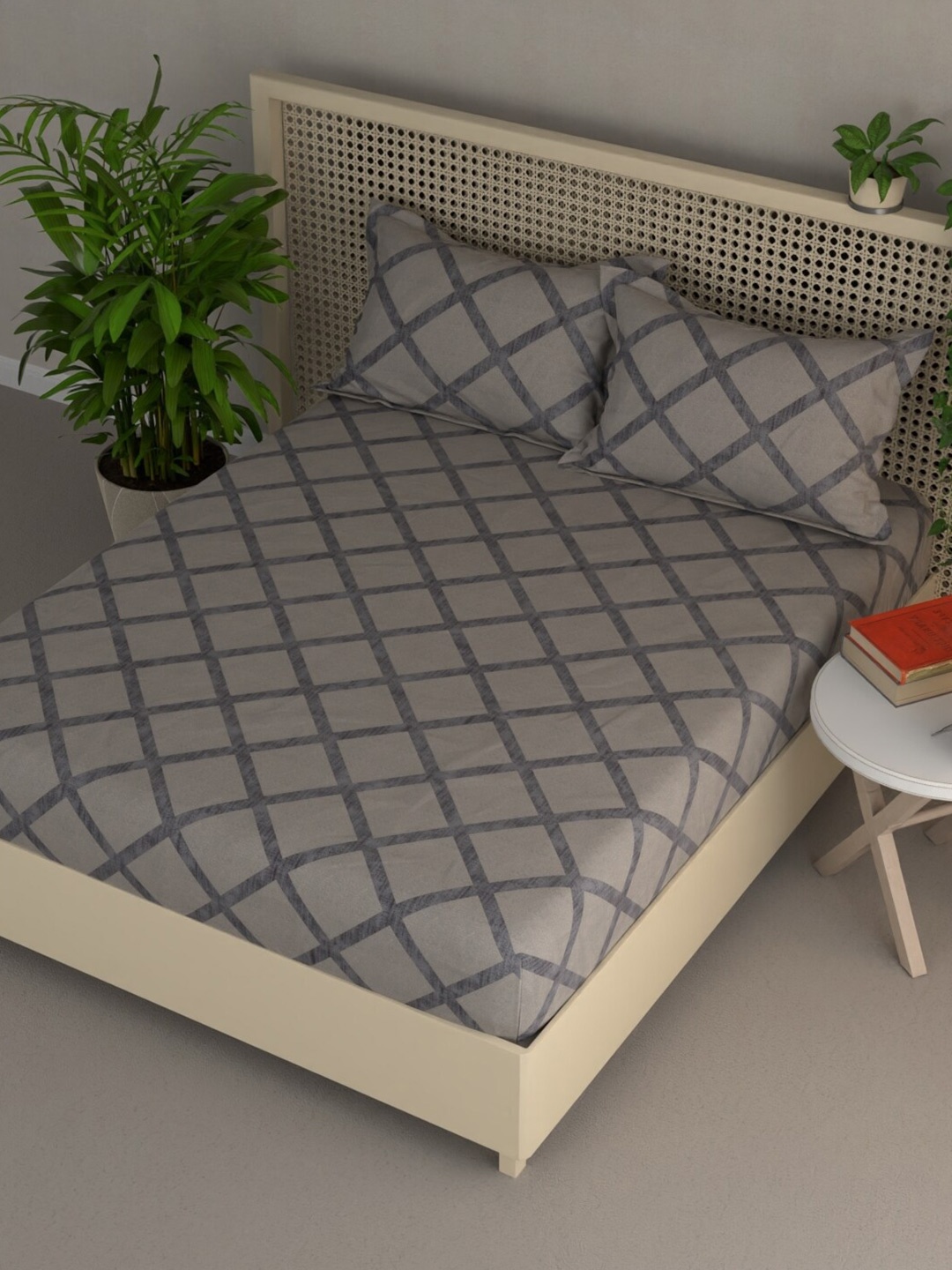

BIANCA Grey Cotton 120 TC Queen Bedsheet with 2 Pillow Covers