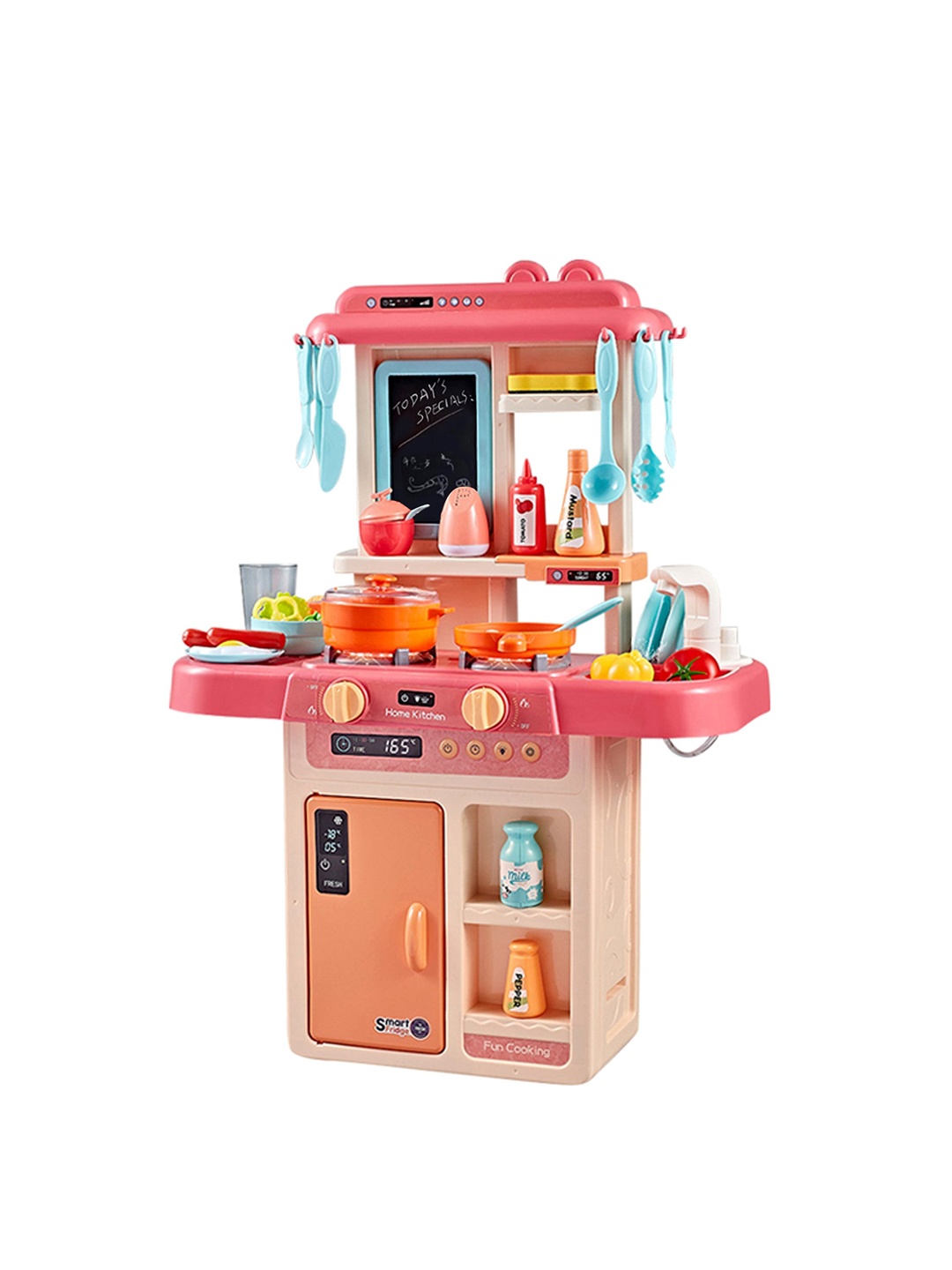 

zest 4 toyz Kids Portable Pretend Food with Realistic Light Sound Kitchen Play Set, Coral