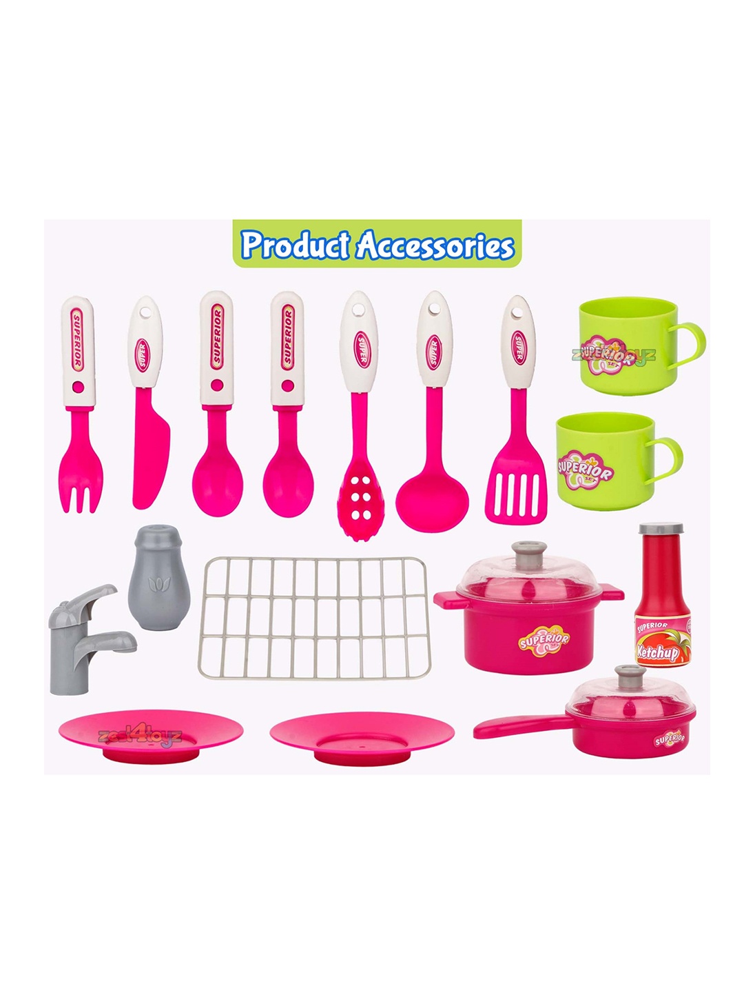 

zest 4 toyz Kids Kitchen Cooking Set, Pink
