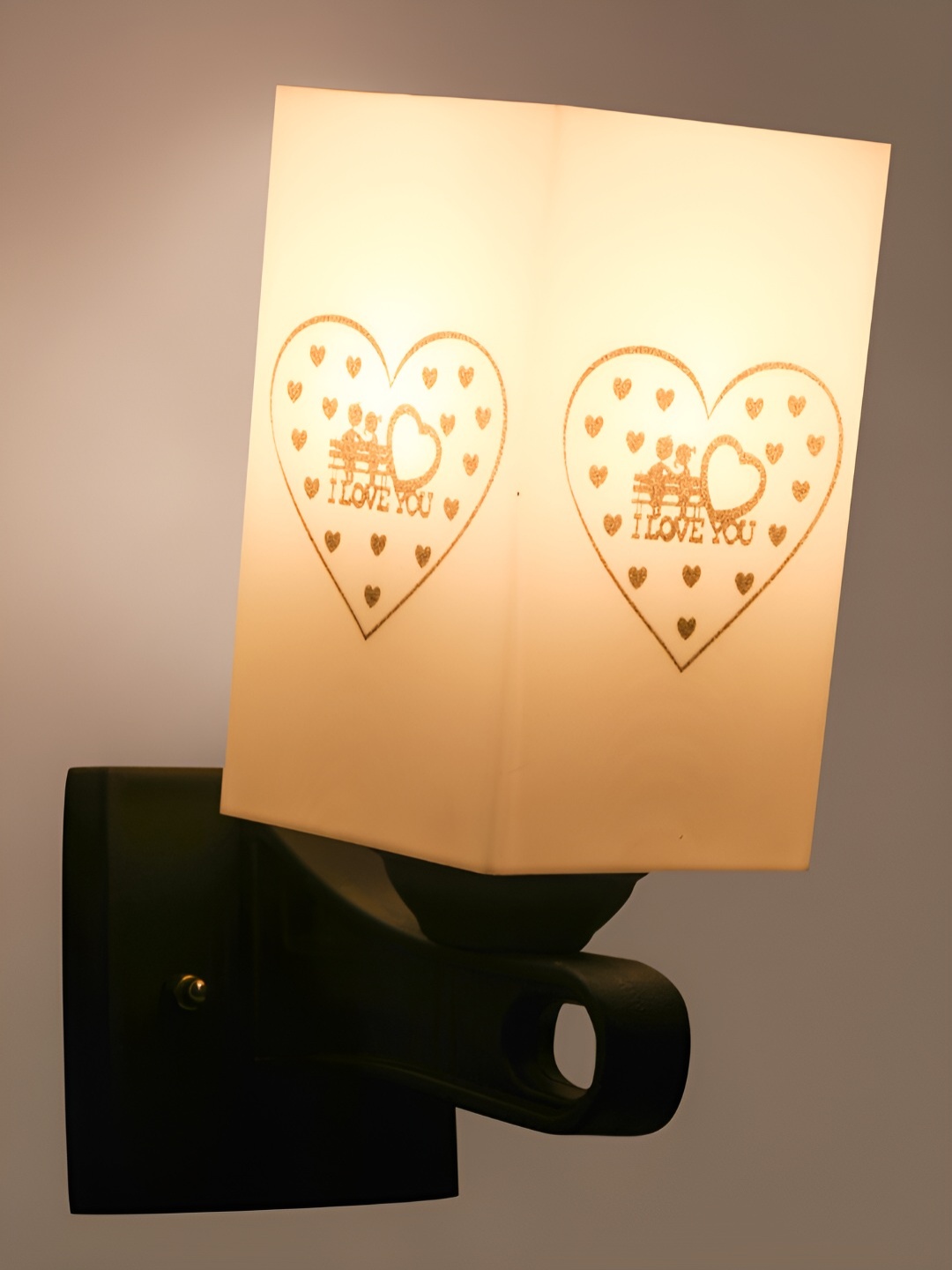 

Gojeeva White & Black Printed Acrylic Traditional Rectangle Shaped Wall Lamp