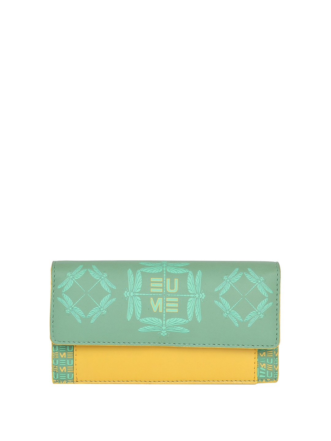 

EUME Women Brand Logo Printed Vegan Leather Envelope Wallet, Green