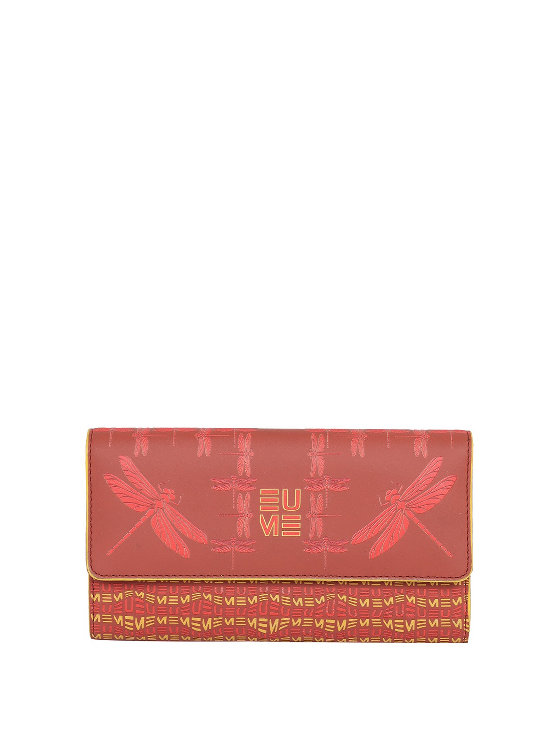 

EUME Women Brand Logo Printed Vegan Leather Two Fold Wallet, Red