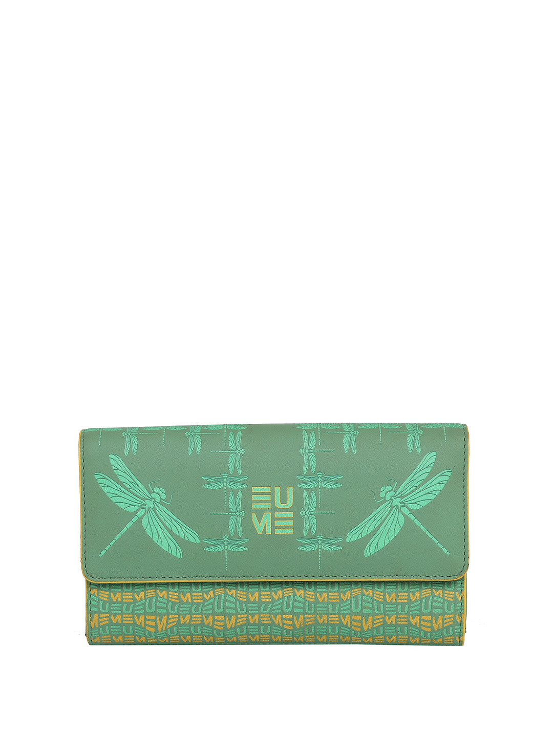

EUME Women Fire Fly Printed Vegan Leather Zip Around Wallet, Green