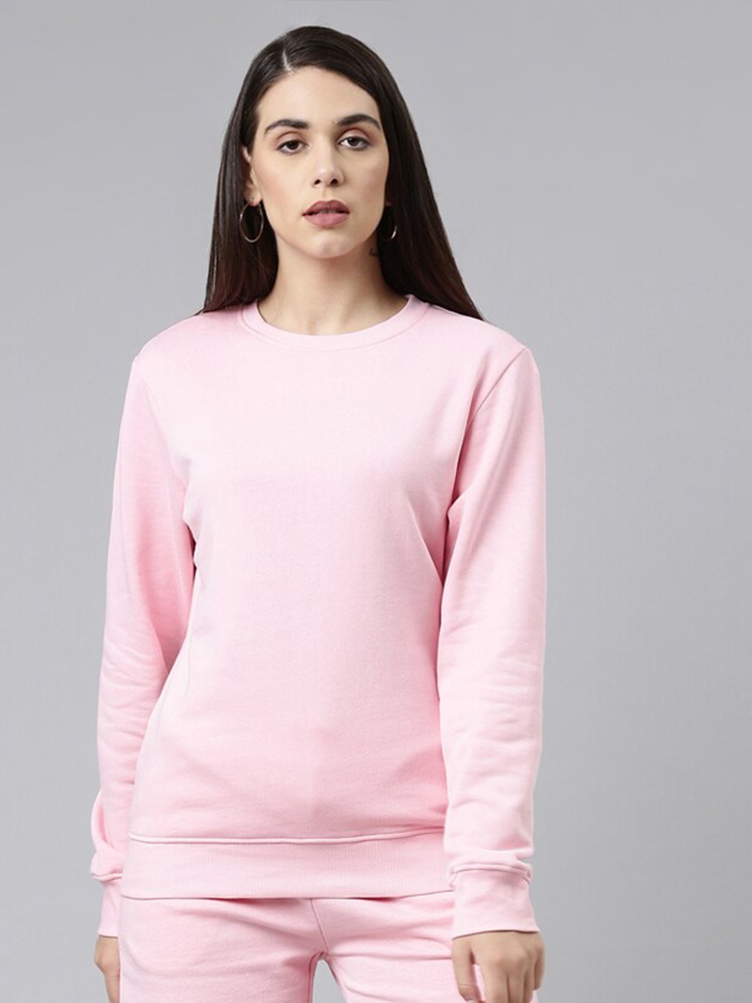 

TWIN BIRDS Round Neck Pullover Pure Cotton Sweatshirt, Pink