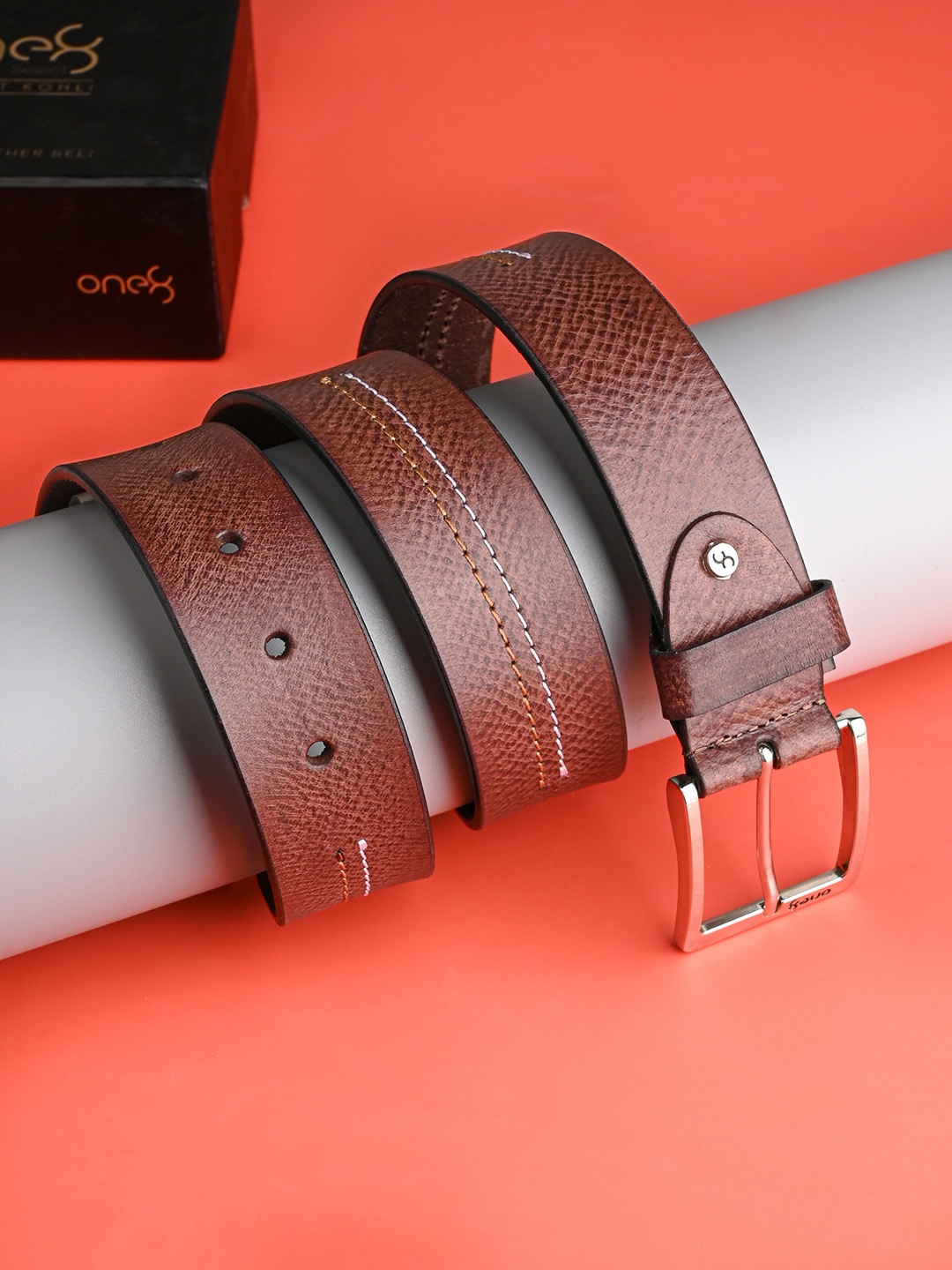 

One8 by Virat Kohli Men Genuine Leather Tang Closure Fashion & Semi-Formal Belt, Brown