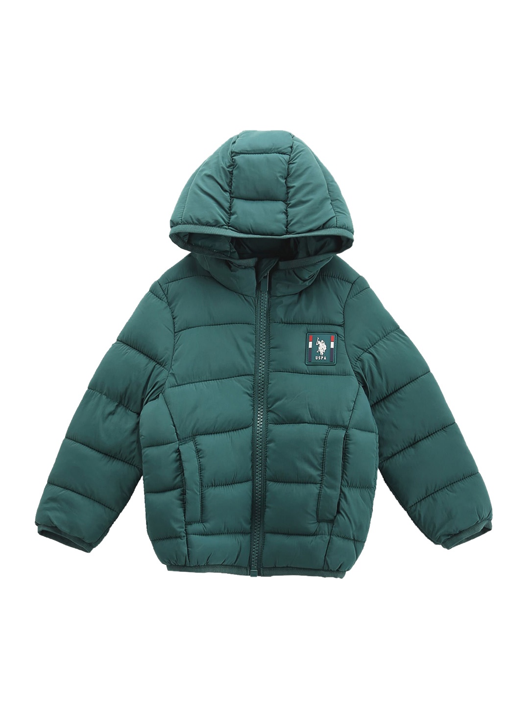 

U.S. Polo Assn. Kids Boys Hooded Lightweight Puffer Jacket, Green