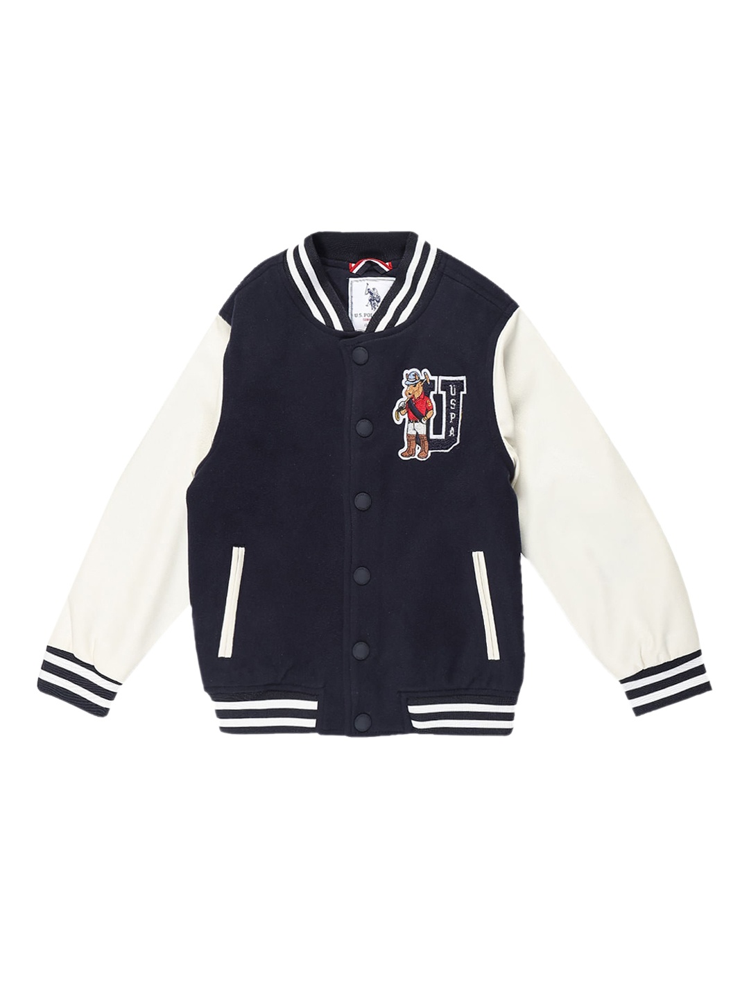 

U.S. Polo Assn. Kids Boys Stand Collar Varsity Jacket, Blue