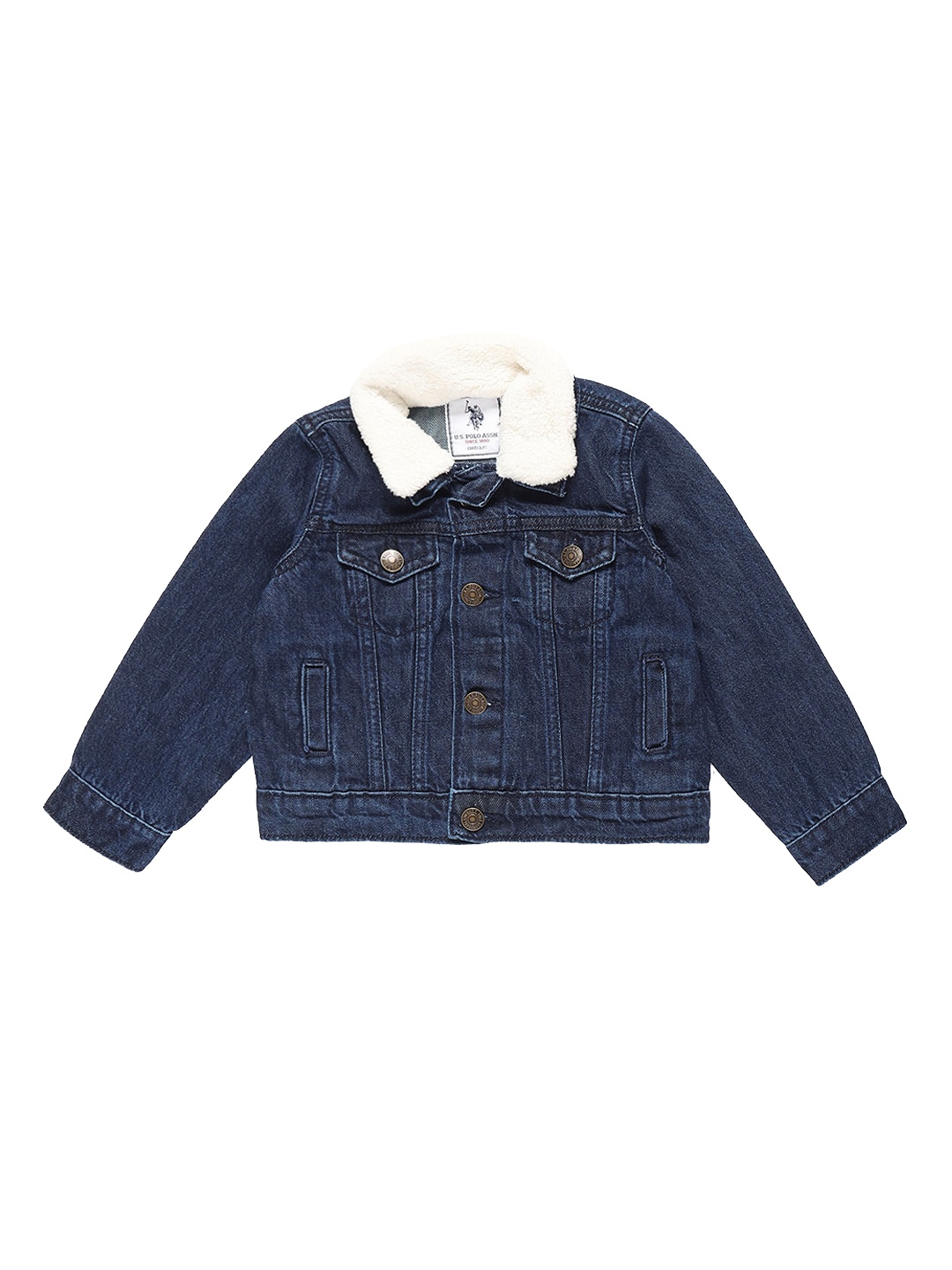 

U.S. Polo Assn. Kids Boys Spread Collar Pure Cotton Denim Jacket, Blue