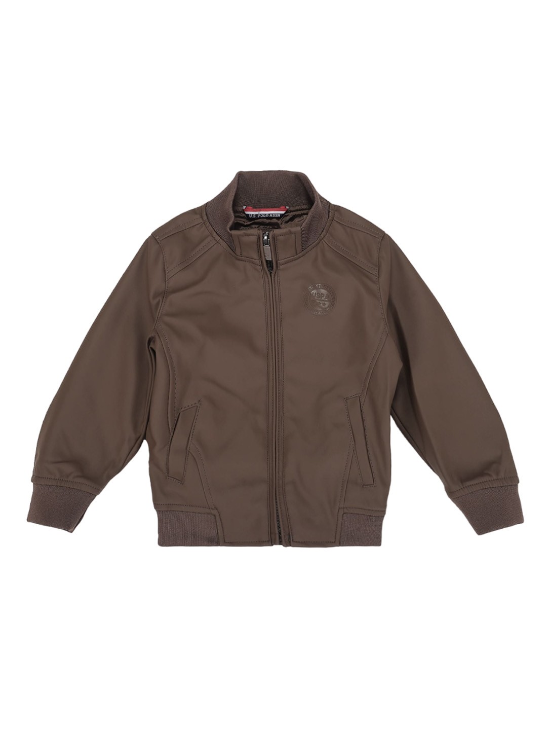 

U.S. Polo Assn. Kids Boys Stand Collar Bomber Jacket, Brown