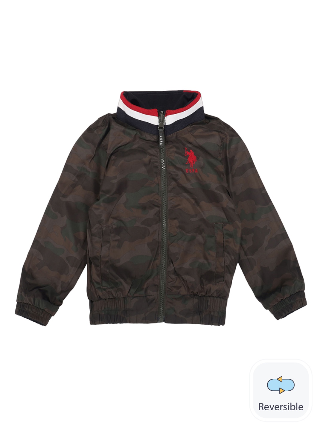 

U.S. Polo Assn. Kids Boys Hooded Reversible Bomber Jacket, Green