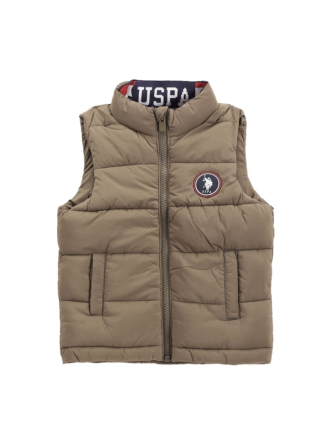 

U.S. Polo Assn. Kids Boys Mock Collar Sleeveless Padded Jacket, Olive