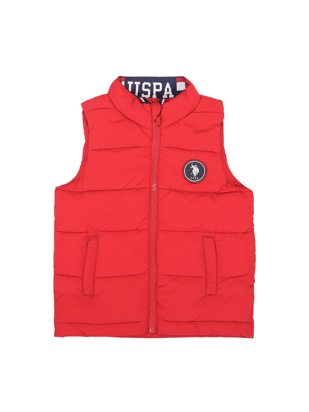 

U.S. Polo Assn. Kids Boys Mock Collar Sleeveless Padded Jacket, Red