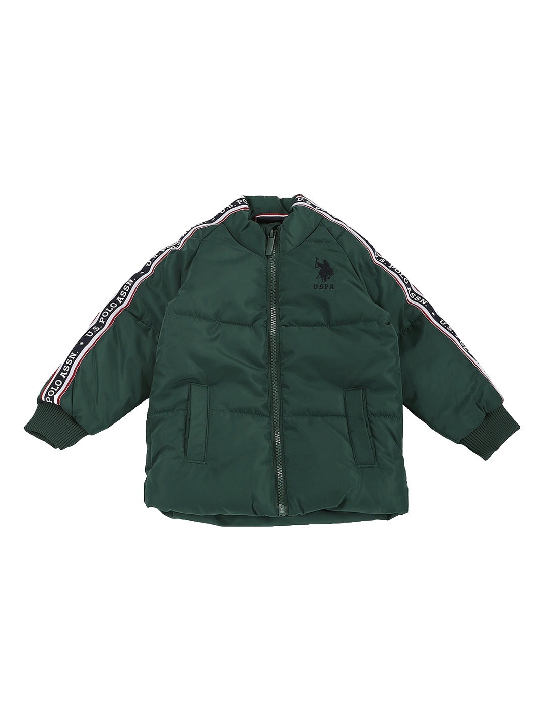 

U.S. Polo Assn. Kids Boys Brand Tape Puffer Jacket, Green