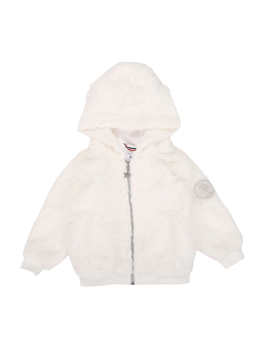 

U.S. Polo Assn. Kids Girls Self Design Hooded Bomber Jacket, White