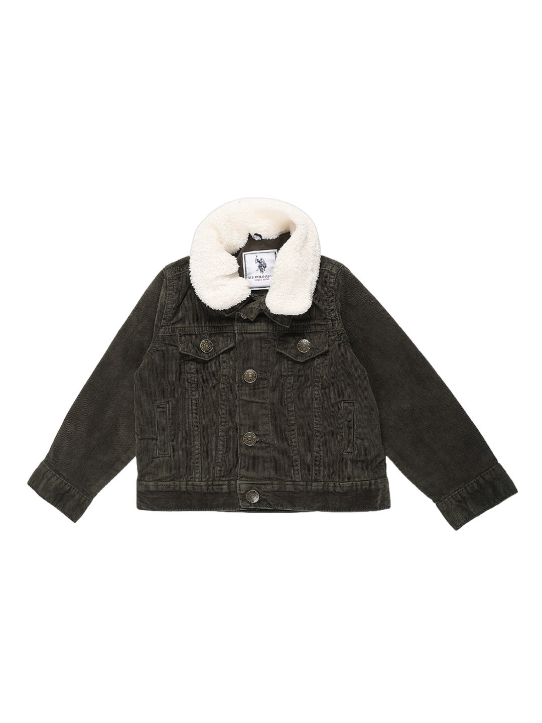 

U.S. Polo Assn. Kids Boys Faux Fur Trim Outdoor Fashion Jacket, Green
