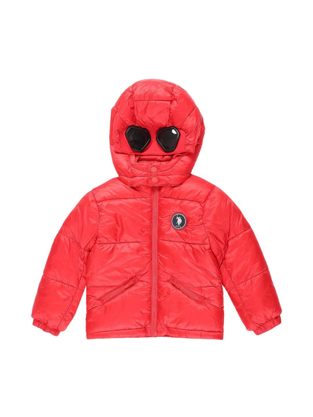 

U.S. Polo Assn. Kids Boys Hooded Puffer Outdoor Jacket, Red