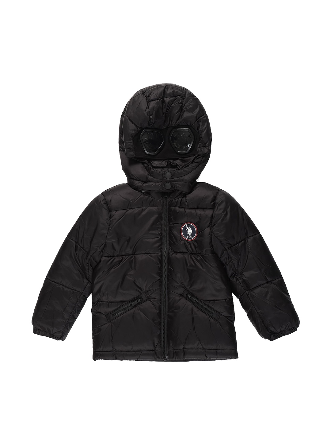 

U.S. Polo Assn. Kids Boys Hooded Outdoor Puffer Jacket, Black
