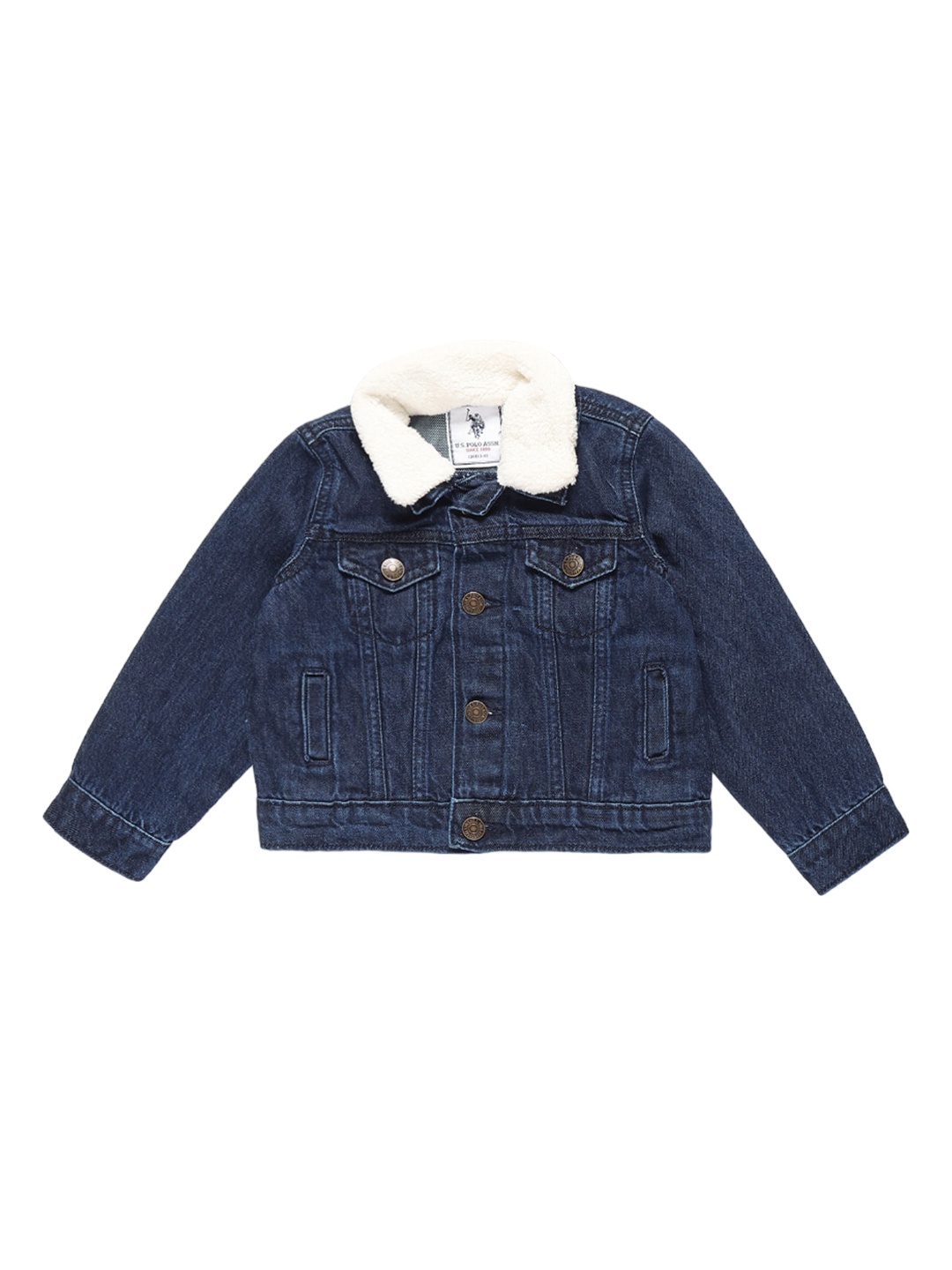 

U.S. Polo Assn. Kids Boys Spread Collar Pure Cotton Outdoor Denim Jacket, Blue
