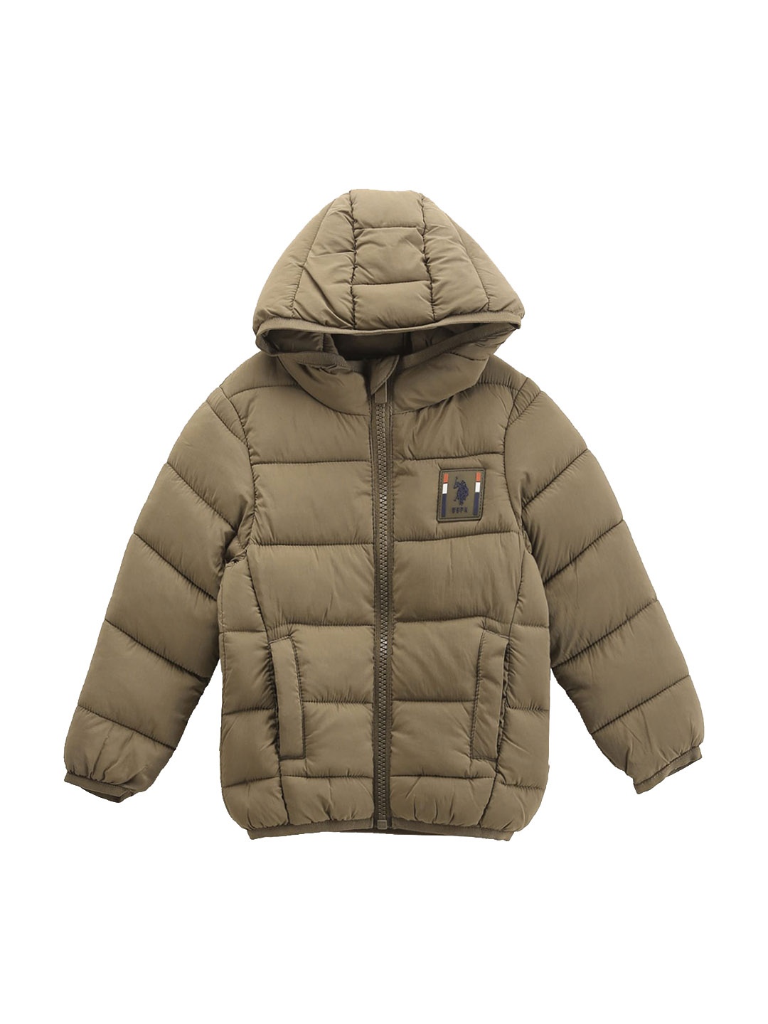 

U.S. Polo Assn. Kids Boys Hooded Outdoor Lightweight Puffer Jacket, Green