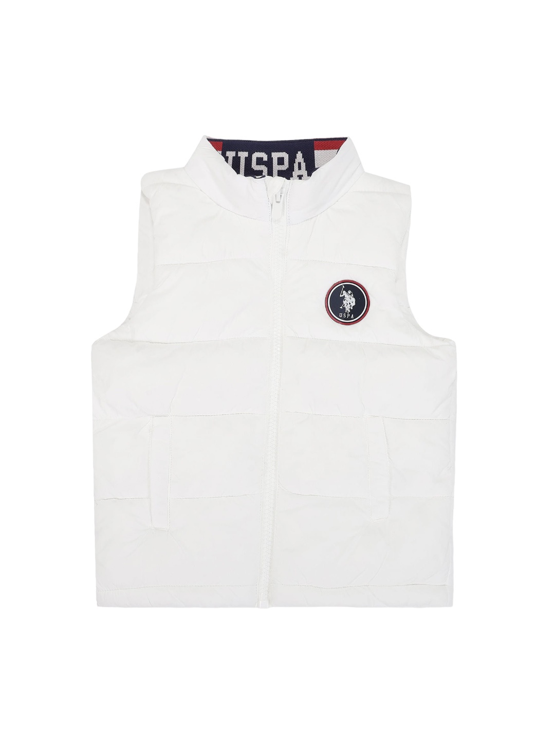 

U.S. Polo Assn. Kids Boys Mock Collar Sleeveless Quilted Jacket, White