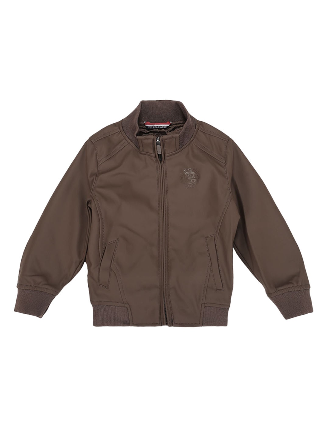 

U.S. Polo Assn. Kids Boys Mock Collar Bomber Jacket, Brown