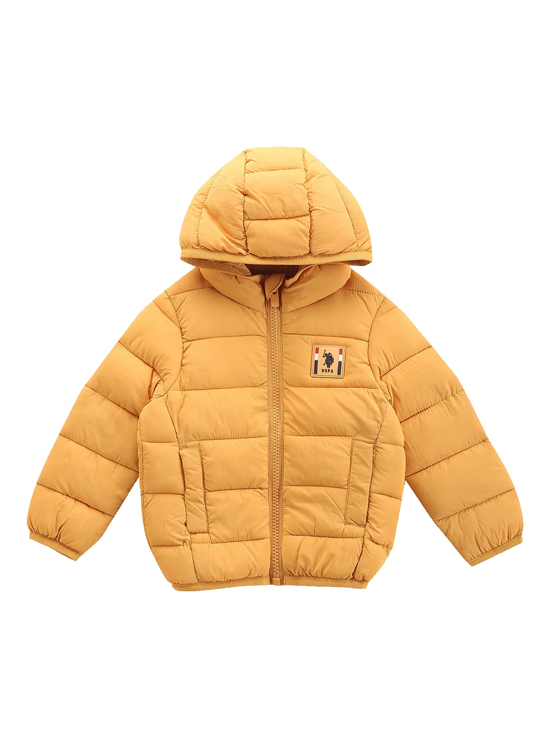 

U.S. Polo Assn. Kids Boys Hooded Outdoor Lightweight Puffer Jacket, Yellow