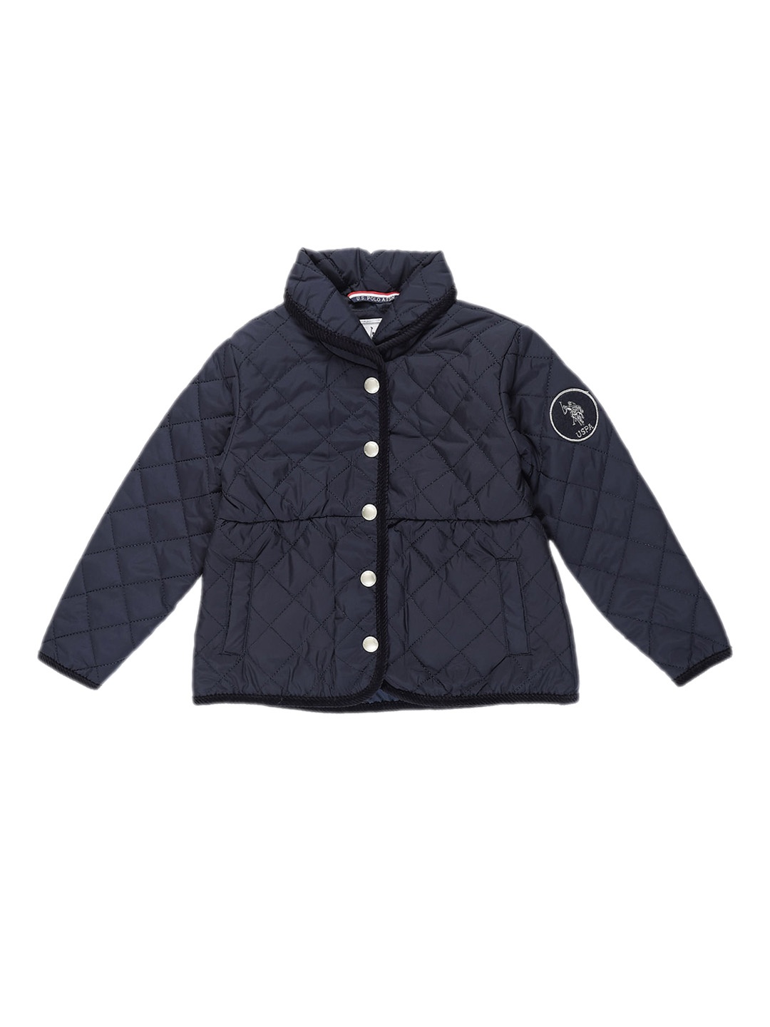 

U.S. Polo Assn. Kids Girls Spread Collar Quilted Jacket, Navy blue