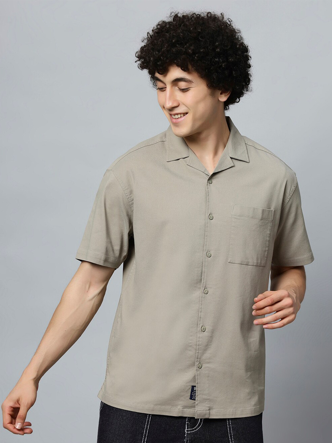 

The Roadster Lifestyle Co. Grey Relaxed Cuban Collar Shirt