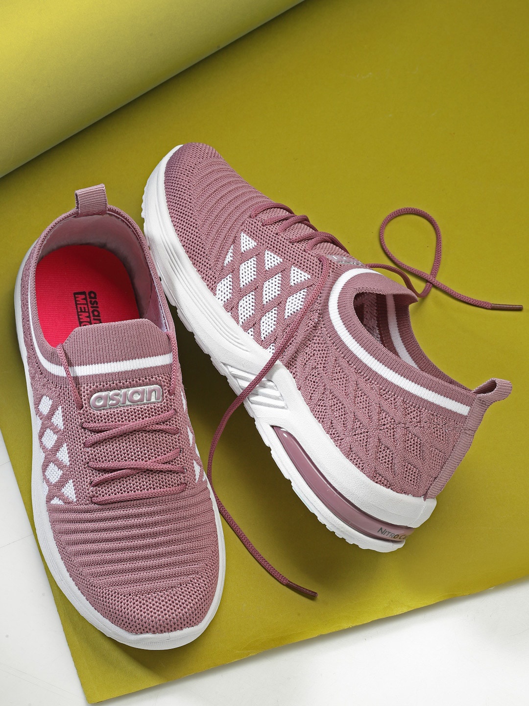 

ASIAN Women ELIZA Printed Lightweight Memory Foam Insole Sneakers, Mauve