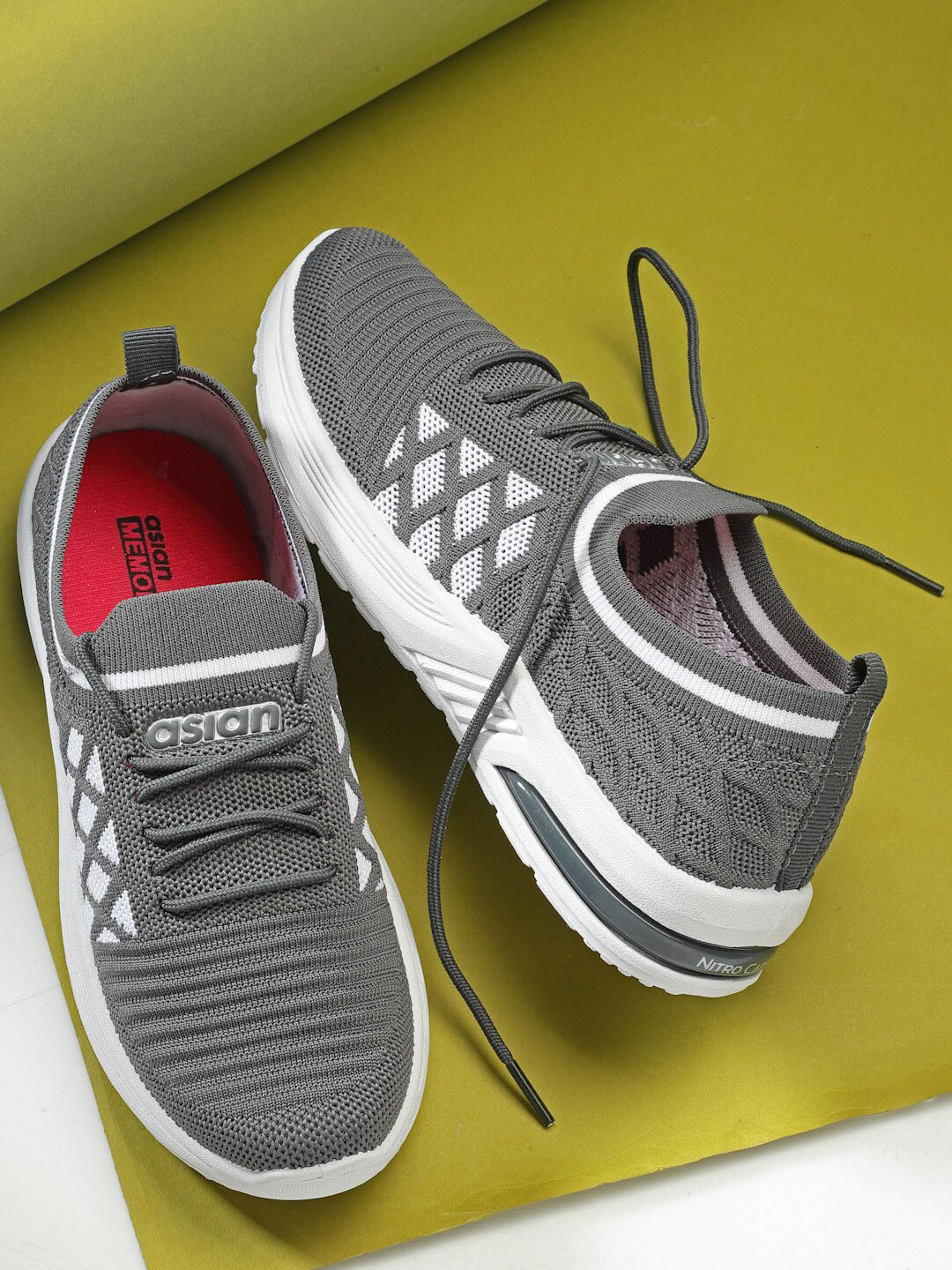 

ASIAN Women ELIZA-32 Textured Memory Foam Insole Lightweight Sneakers, Grey