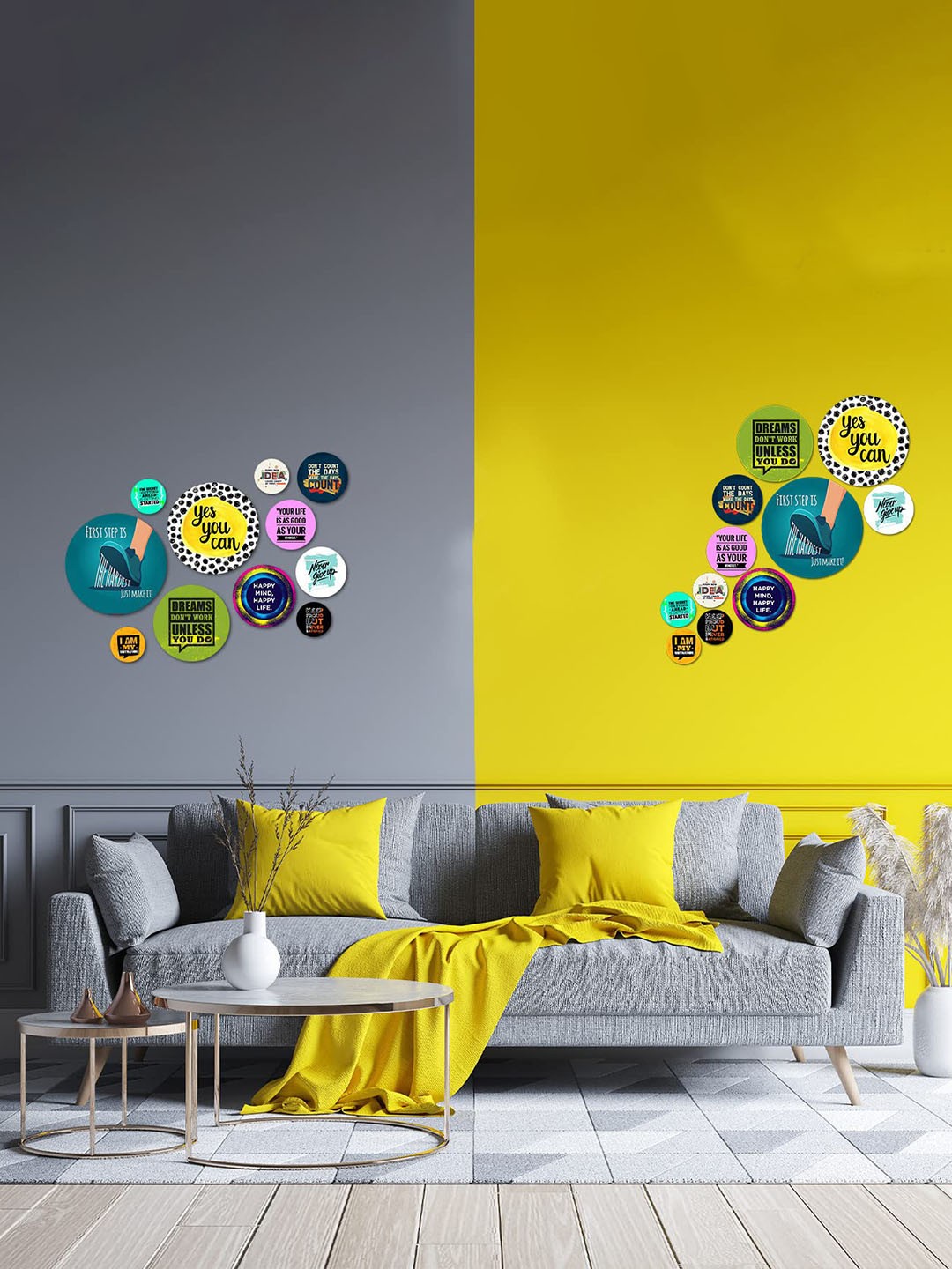 

Kastner Yellow & Green 11 Pieces Printed Wooden Wall Hanging