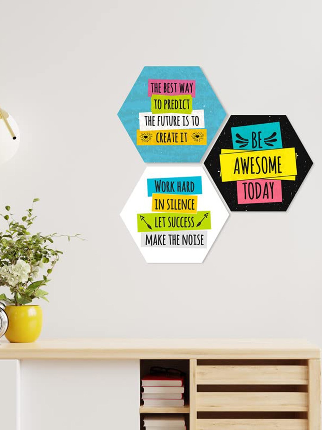 

Kastner Blue & White Printed Wooden Hexagon Wall Decor