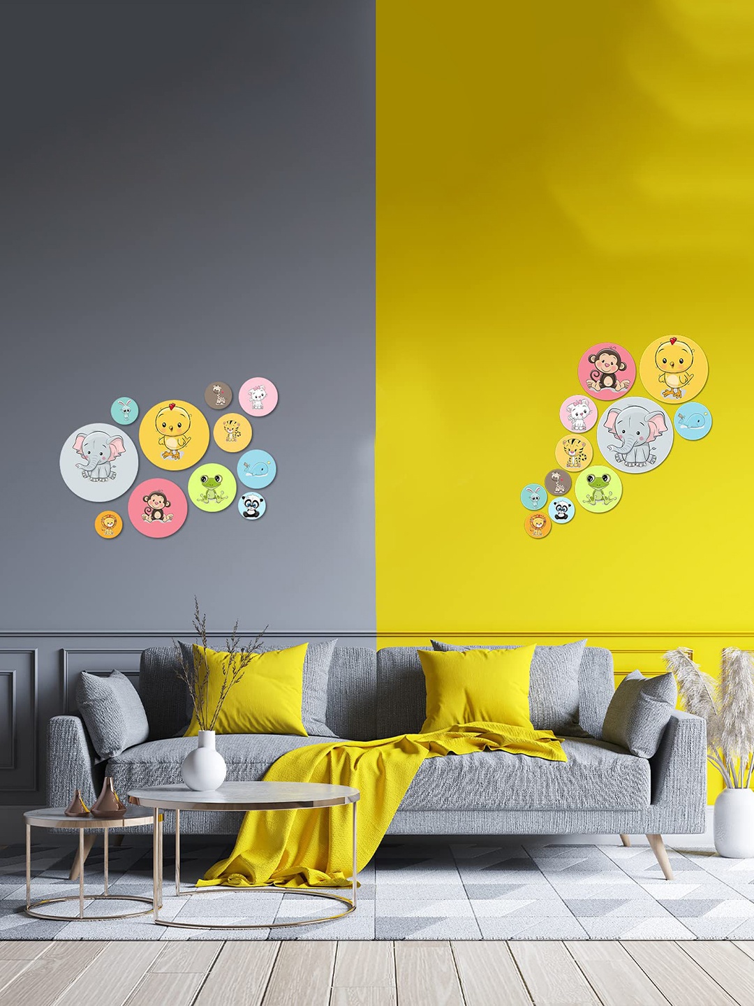 

Kastner Grey & Yellow 11 Pieces Printed MDF Wood Hanging Wall Decor