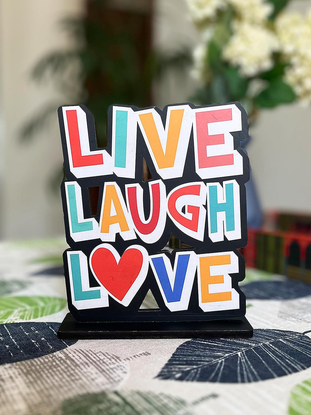 

Kastner Black & White Live Laugh Love Wood Figurine Showpiece