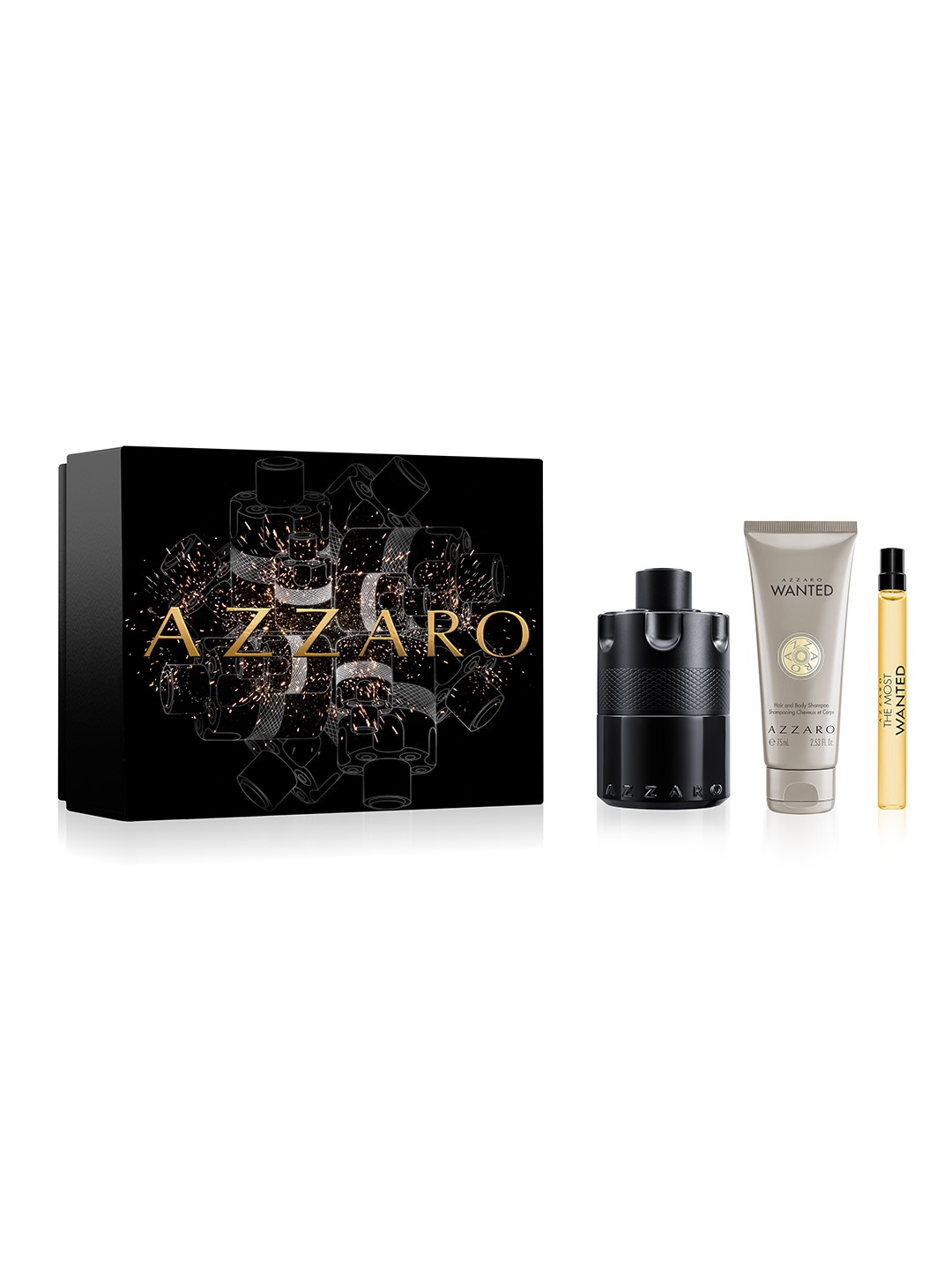 

Azzaro Men The Most Wanted Intense Set - EDP 100ml+Hair Body Shampoo 75ml+EDP 10ml, Black