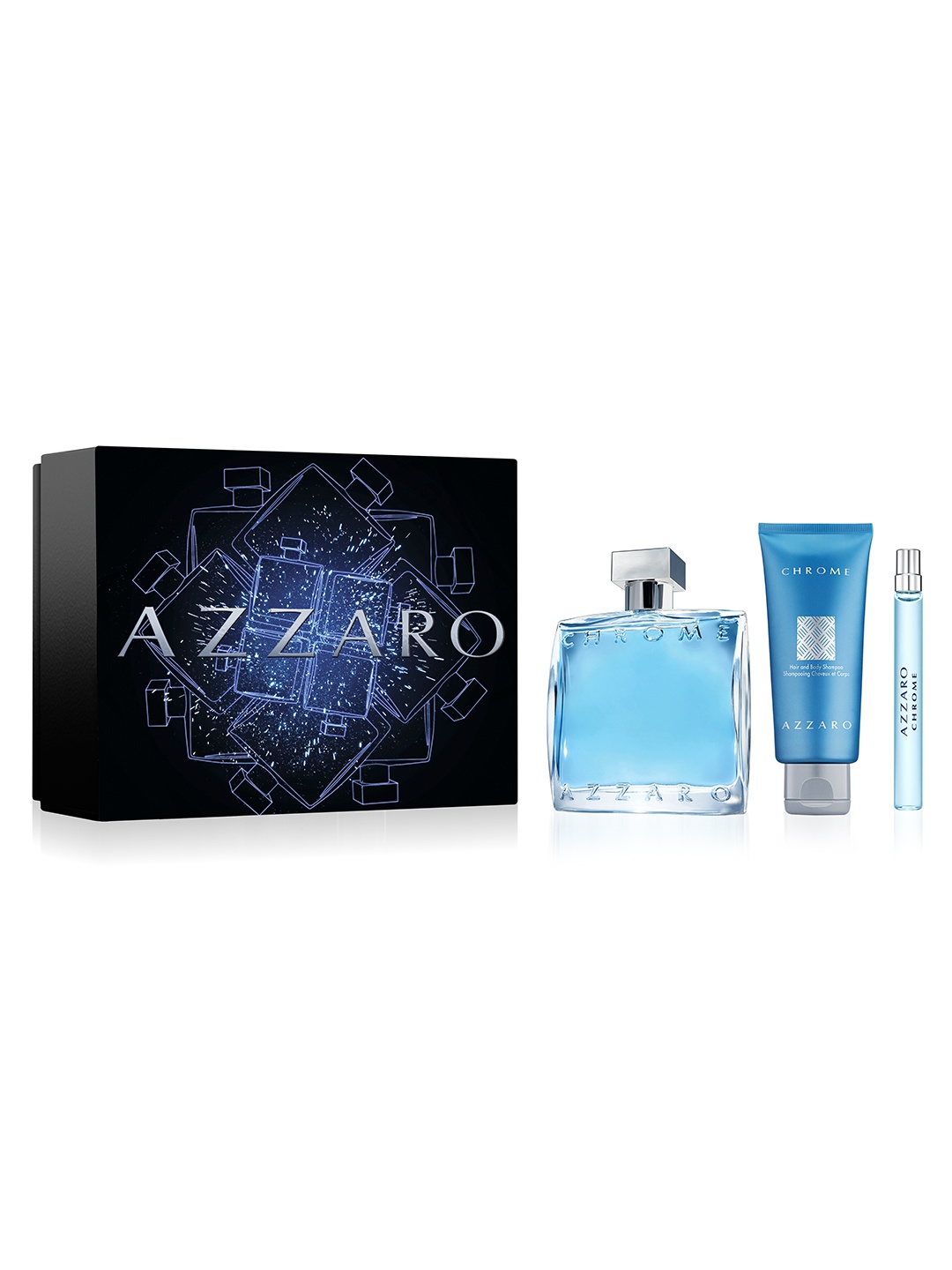

Azzaro Men Chrome Set - EDP 100ml+Hair Body Shampoo 75ml+EDP 10ml, Blue
