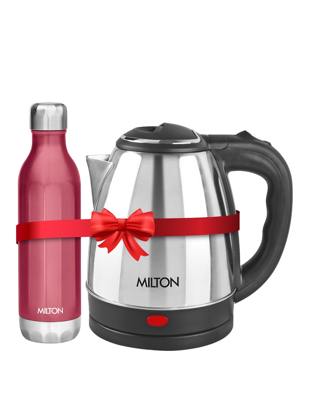 

Milton Go Electro Kettle 1.5 L Silver & Bliss 900 Stainless Steel Water Bottle 790 ml, Red