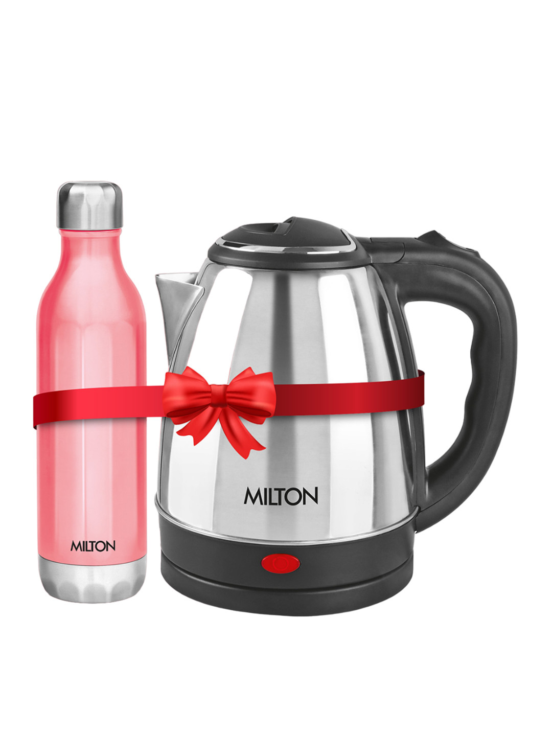 

Milton Silver-Toned Go Electro Kettle 2L& Bliss 900 Pink StainlessSteel Water Bottle 790ml