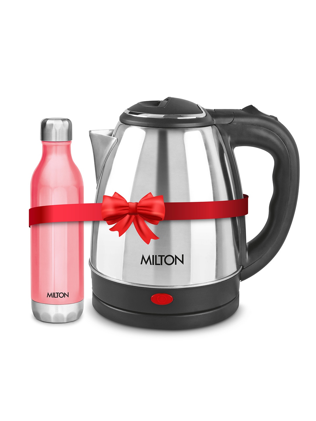 

Milton Go Electro Silver Kettle 2L & Bliss Stainless Steel Water Bottle 500ml, Pink