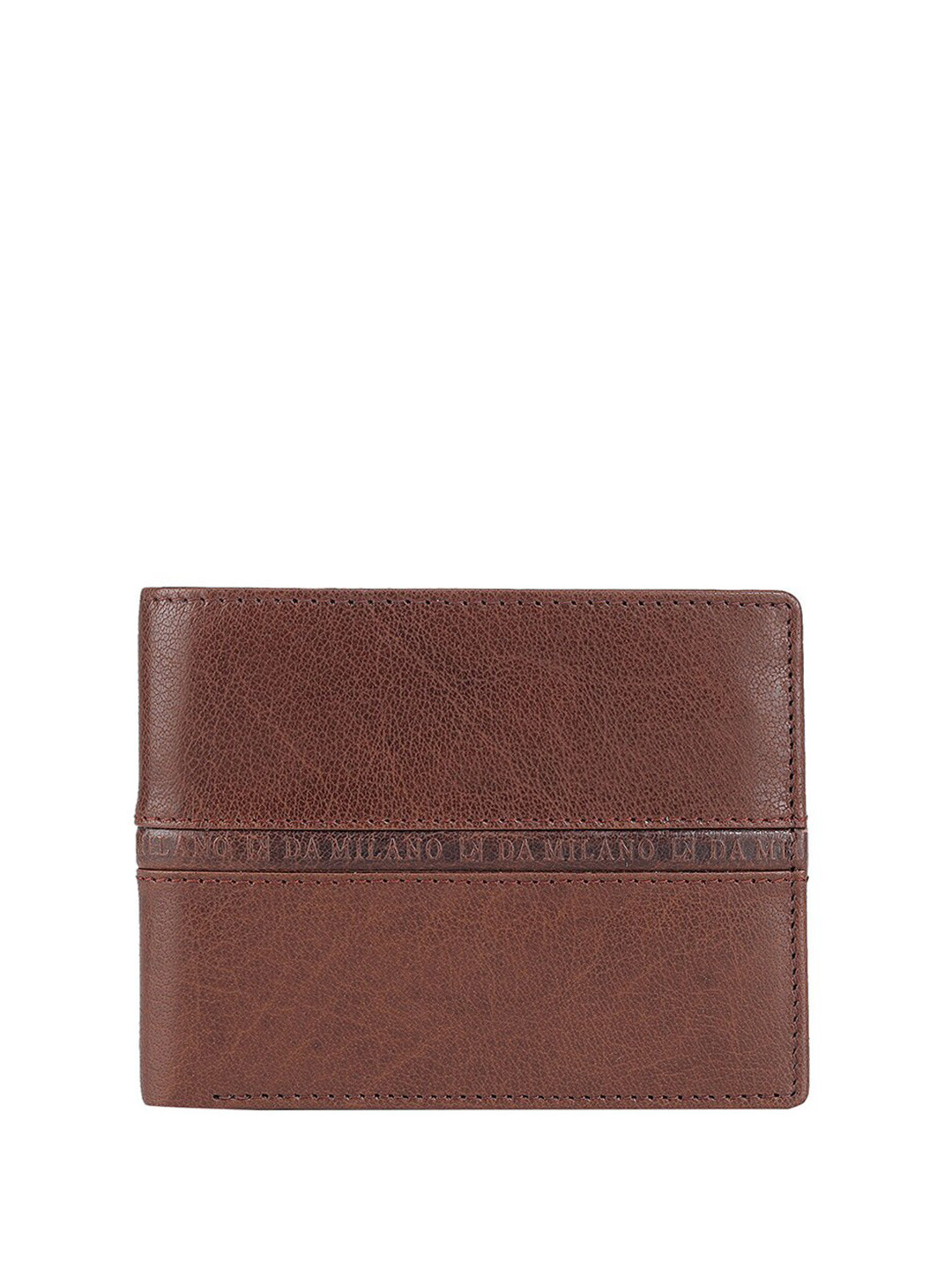 

Da Milano Men Textured Leather Two Fold Wallet, Brown