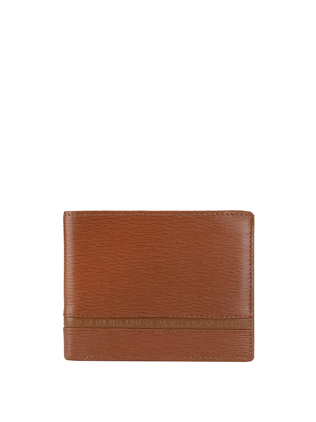 

Da Milano Men Textured Leather Two Fold Wallet, Brown