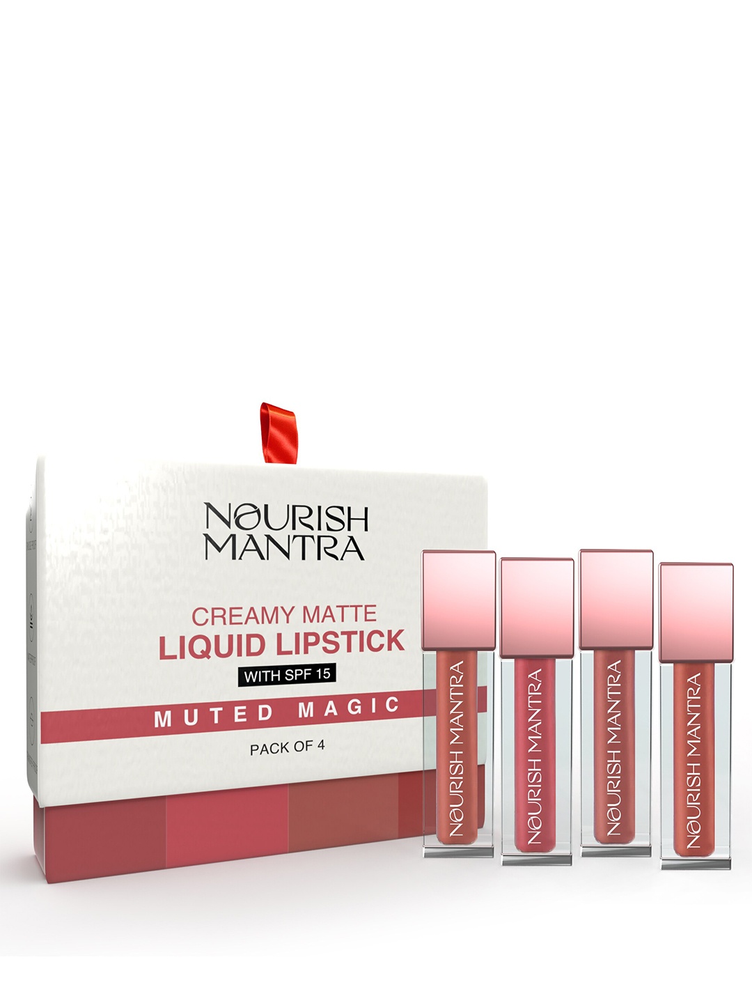 

Nourish Mantra Set of 4 Muted Magic Liquid Lipstick With SPF 3.5ml Each, Red