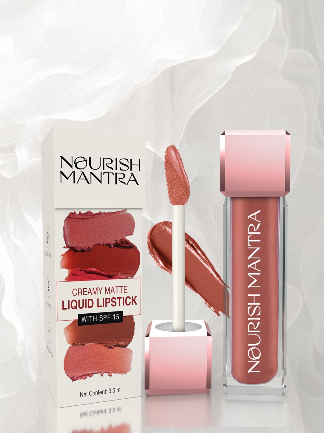 

Nourish Mantra Creamy Matte Liquid Lipstick With SPF - 3.5ml -Spice & Shanti, Red