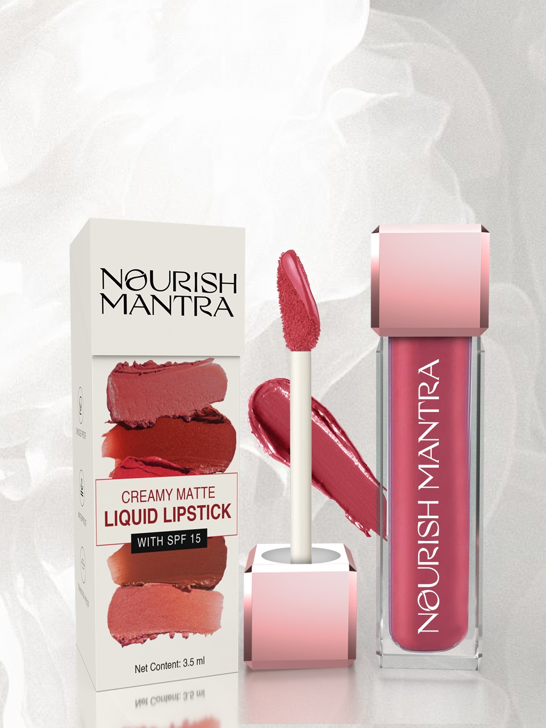 

Nourish Mantra Creamy Matte Liquid Lipstick With SPF - 3.5ml - Jashn-E-Gulab, Pink